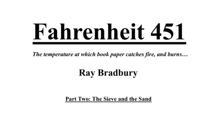 Study questions for fahrenheit 451